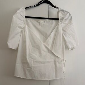 H&M White Wrap Top
